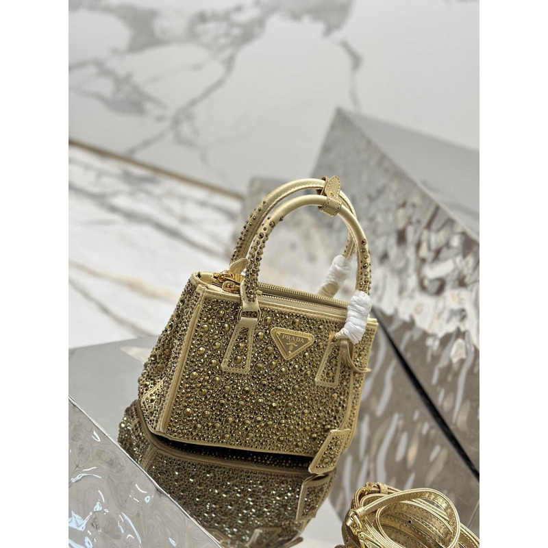 Pra*aPra*a mini galleria crystal-embellished tote bag yellow
