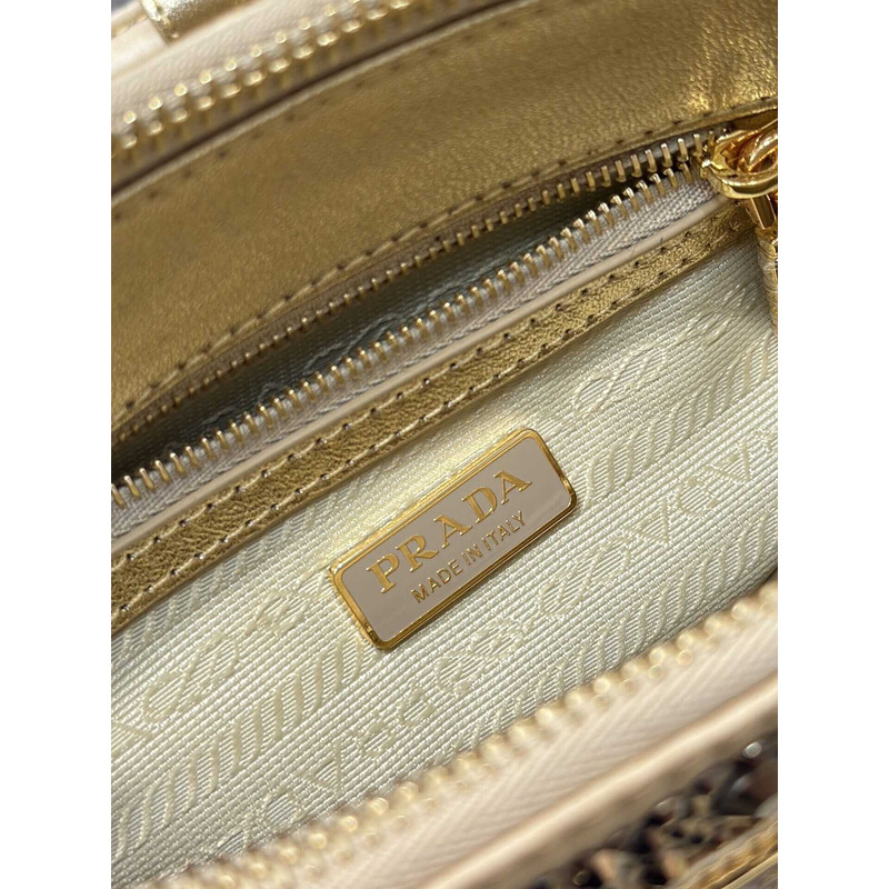 Pra*aPra*a mini galleria crystal-embellished tote bag yellow
