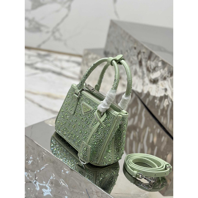 Pra*aPra*a mini galleria crystal-embellished tote bag green