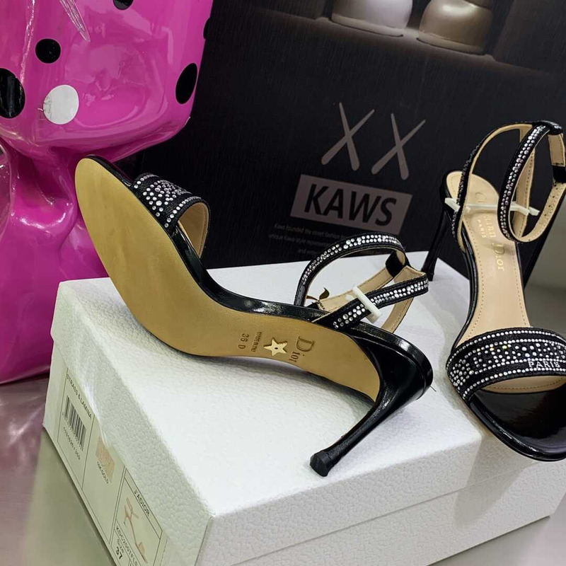 D*or dway heeled sandal silver-tone strass black