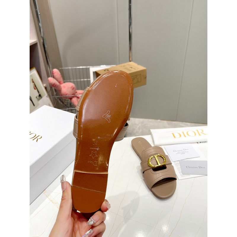 D*or nude leather logo montaigne mules slides