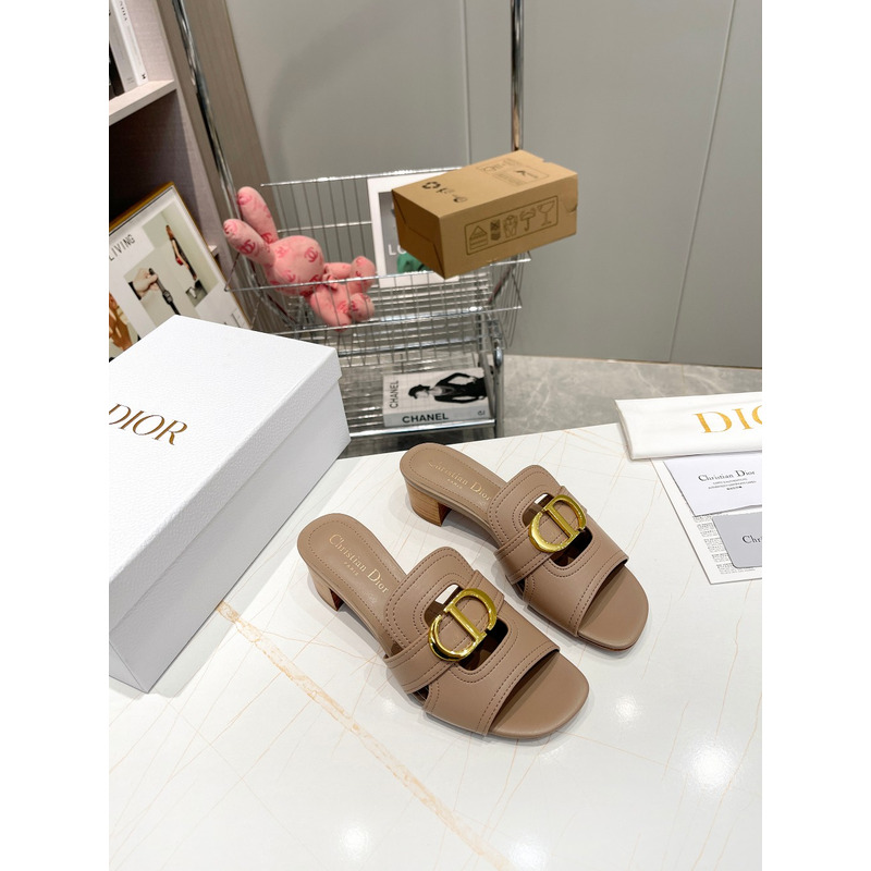 D*or nude leather logo montaigne mules slides