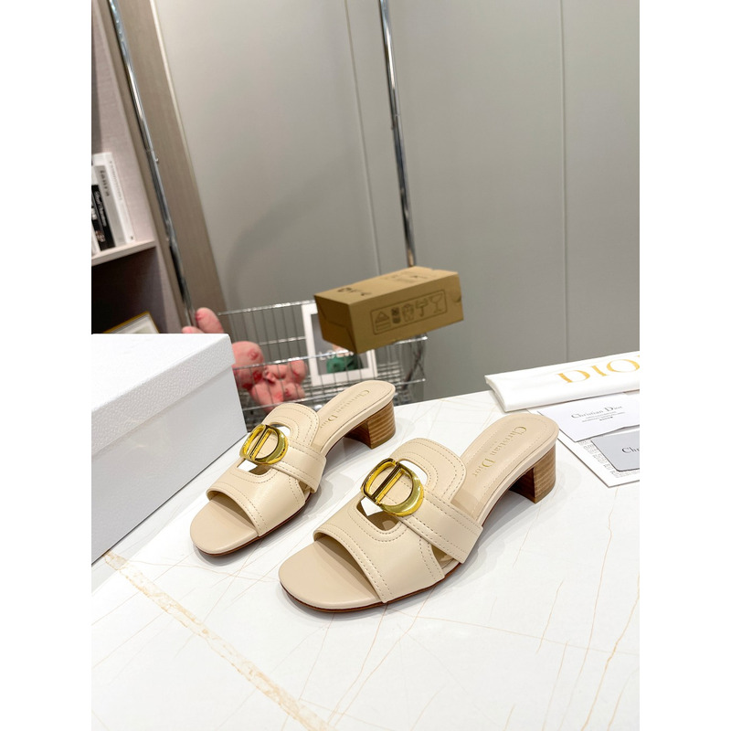 D*or white leather 30 montaigne slide sandals