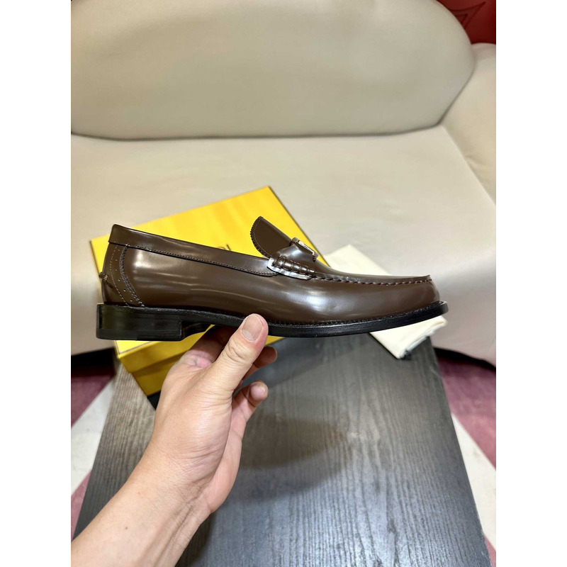 F**di loafers calfskin leather coffe