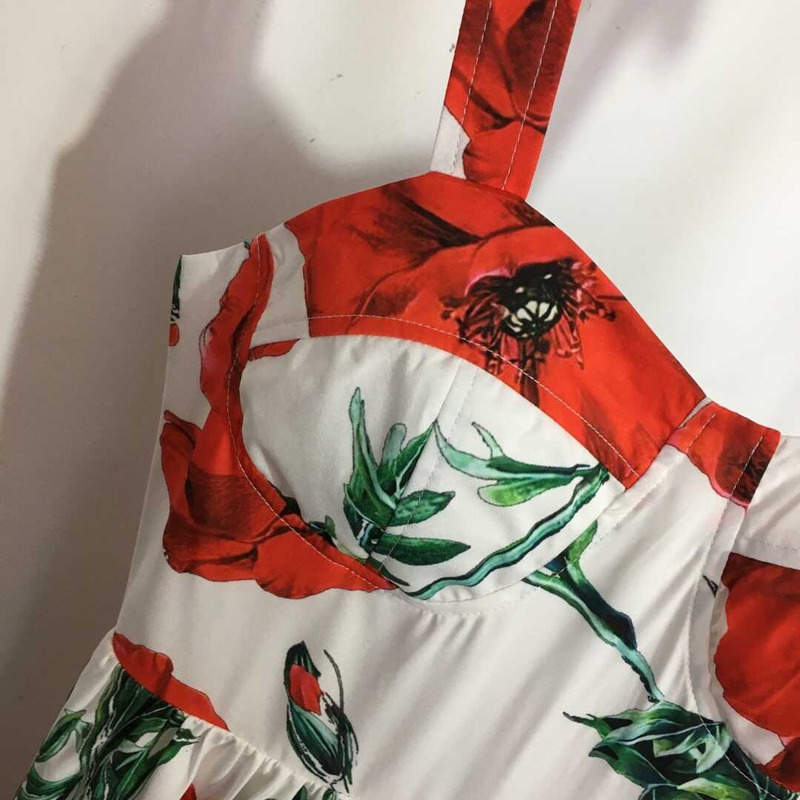 Dolce & Gabbana Poppy Printed Poplin Midi Dress