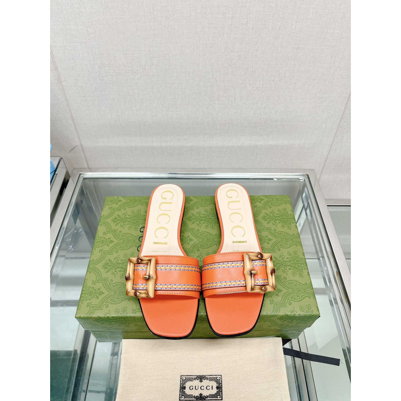 G*u*i women\''s slide sandal with bamboo buckle orange
