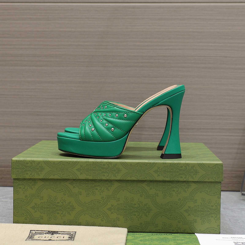 G*u*i women\''s spool heeled slide sandal green