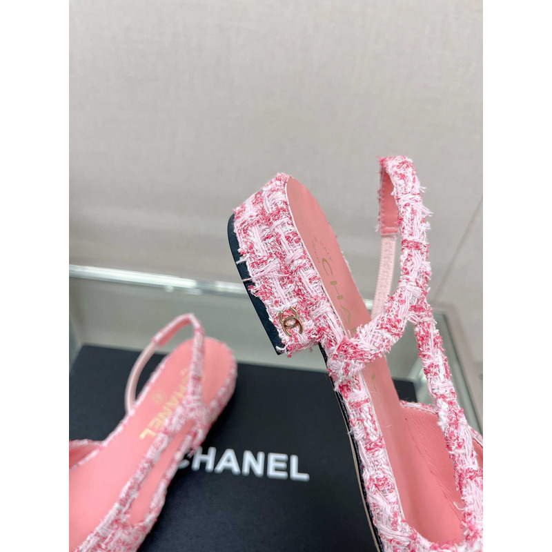 Ch*el slingback tweed sandal pink