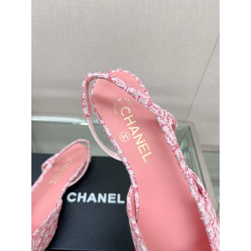 Ch*el slingback tweed sandal pink