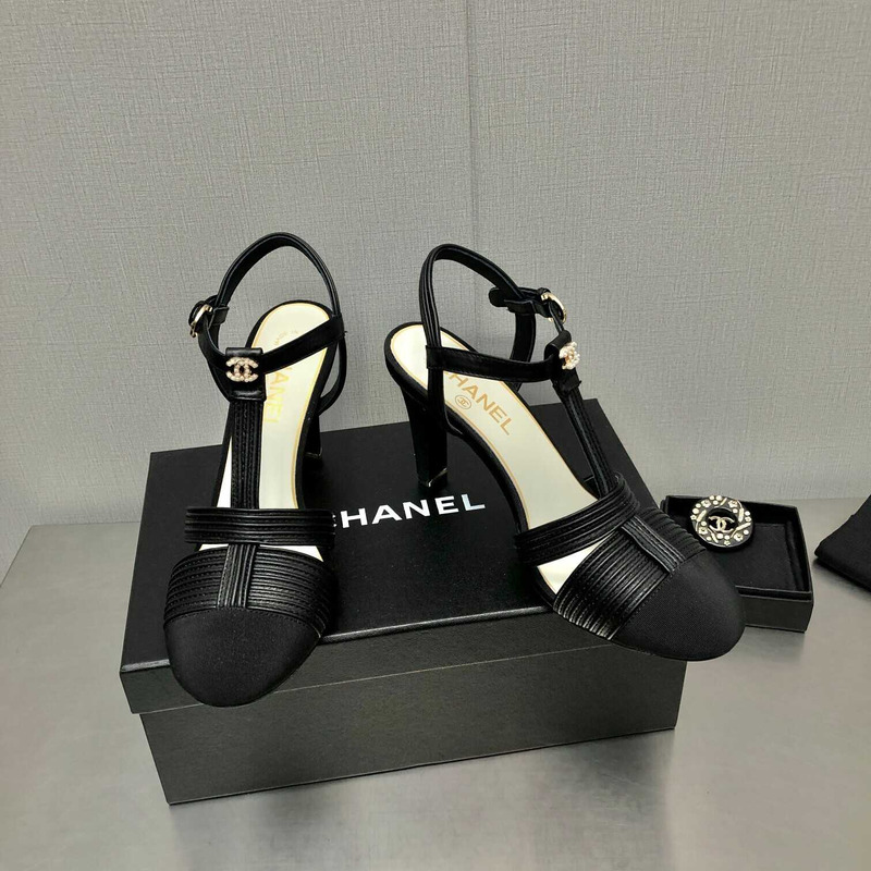 Ch*el lambskin & grosgrain all black
