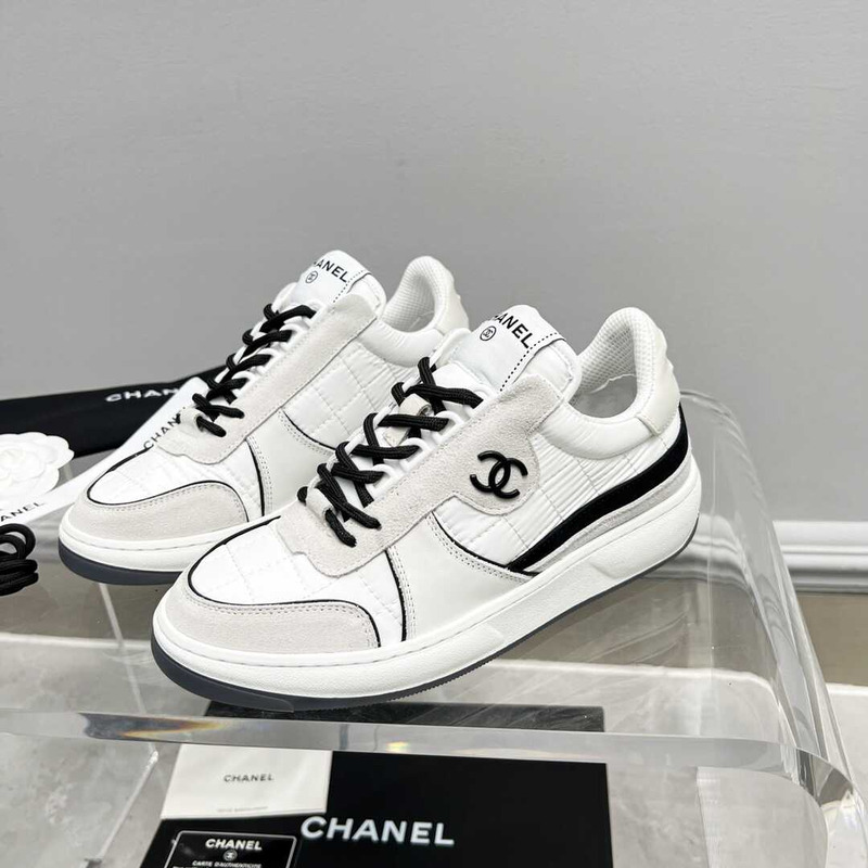 Ch*el fabric suede calfskin calfskin white gray