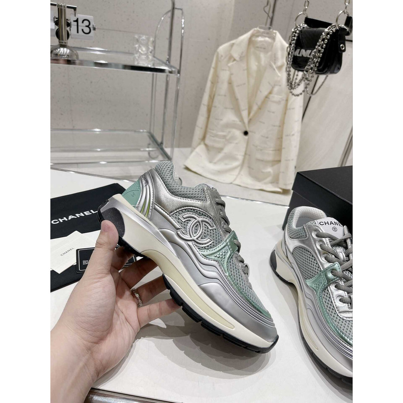 Ch*el cc runner grey green sneaker