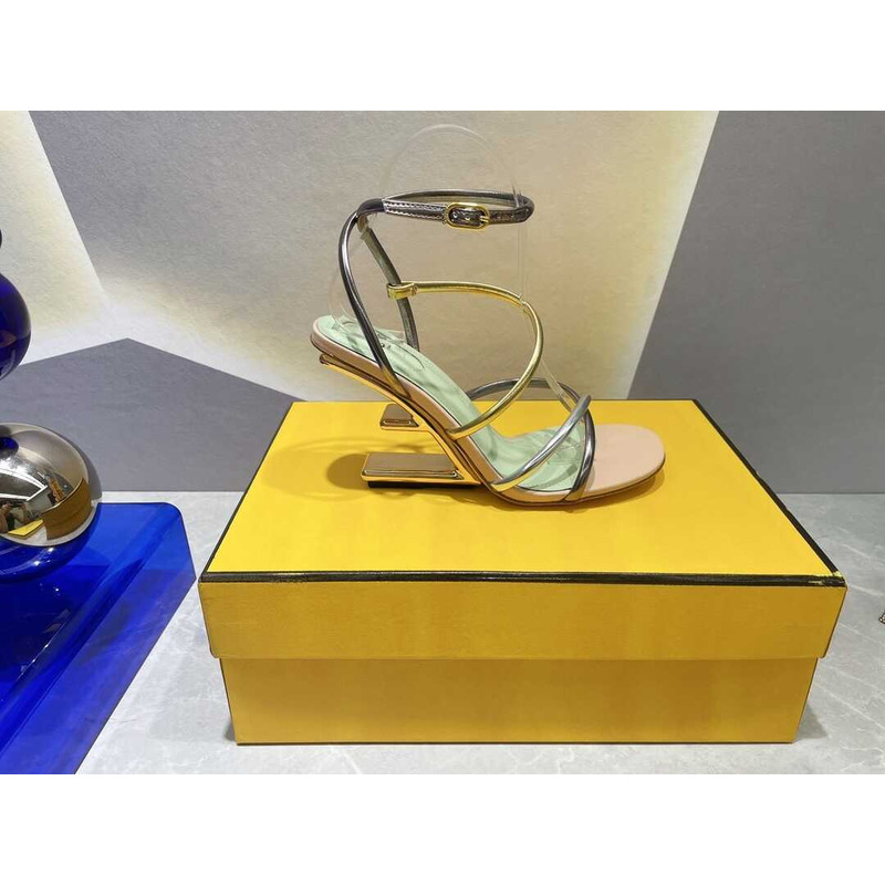 F**di first heel sandals lambskin silver