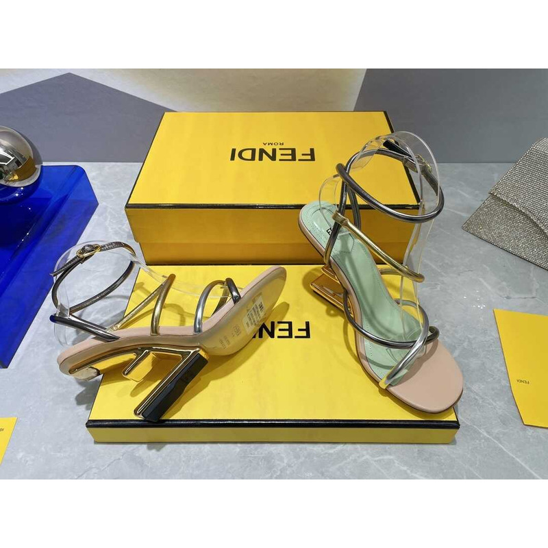 F**di first heel sandals lambskin silver