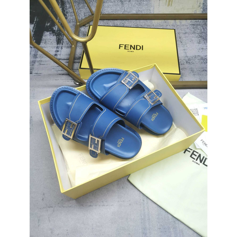 F**di feel leather slippers blue