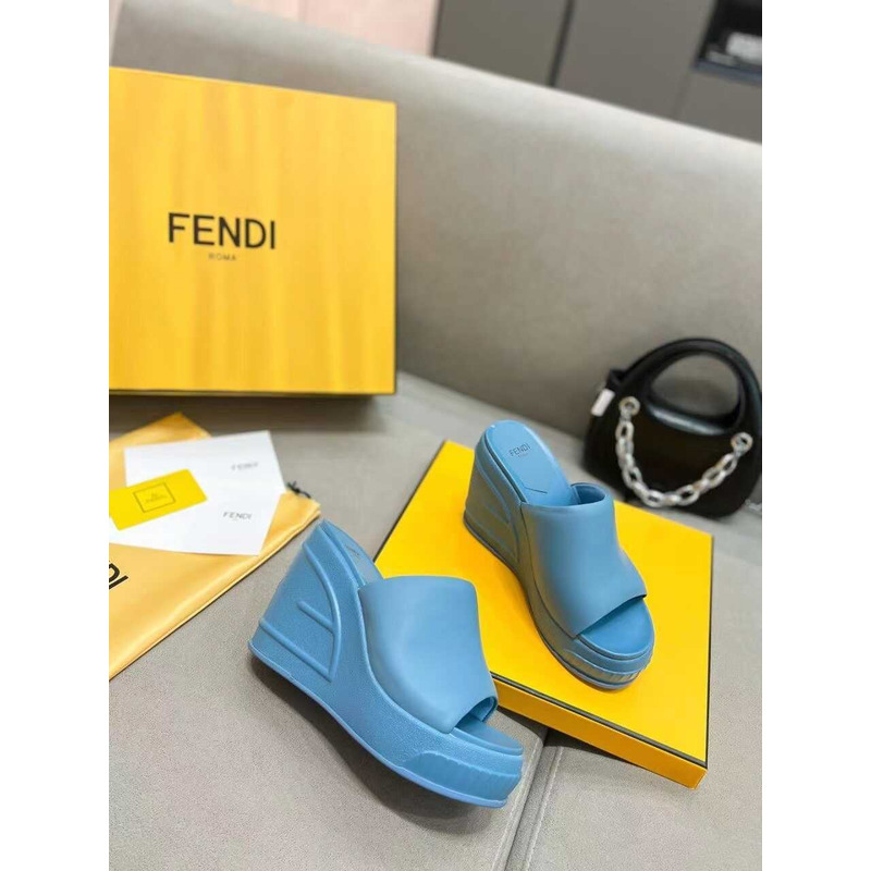 F**di fashion show nappa leather sandals blue