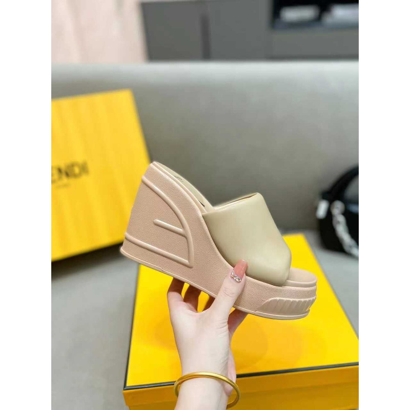 F**di fashion show nappa leather sandals beige