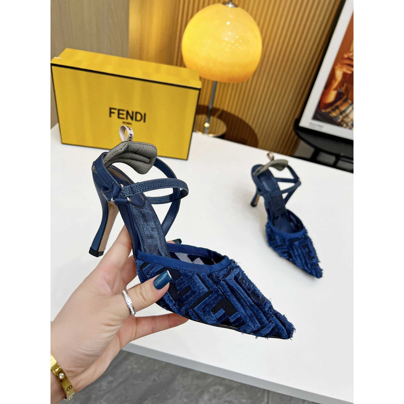 F**di colibrì lite high heel red ff chenille slingback blue