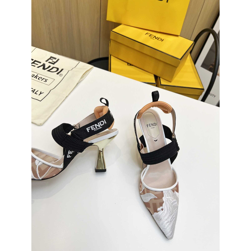 F**di new colibrì pink mesh high-heeled slingbacks