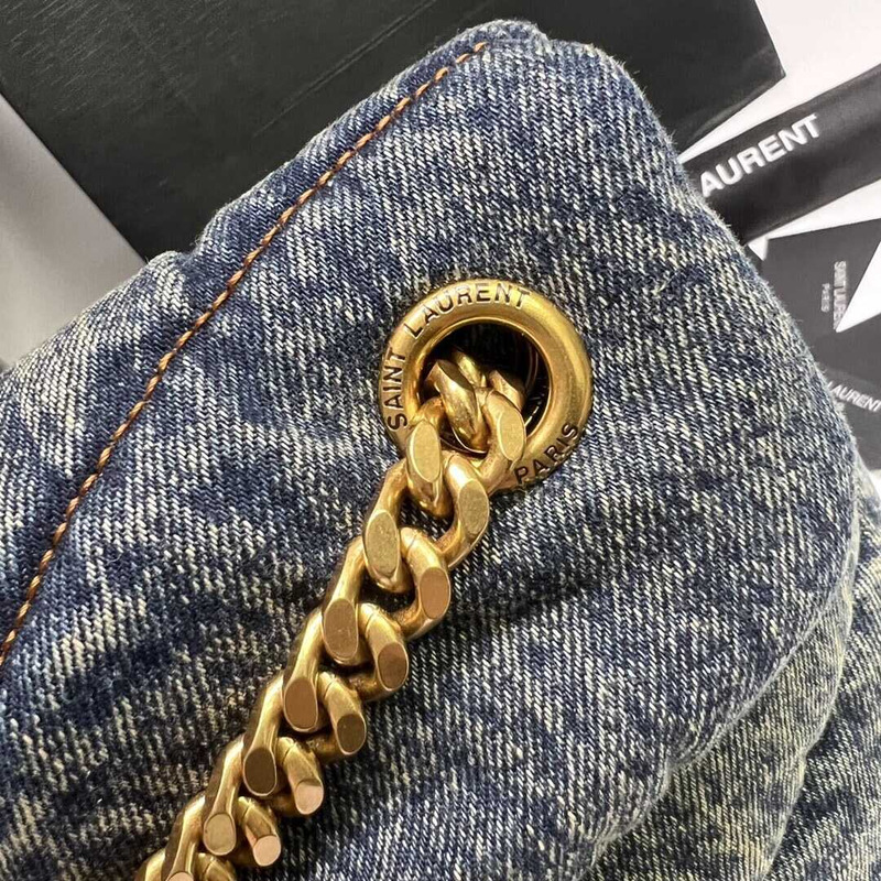 Saint Laurent Loulou Puffer Shoulder Bag Denim Large