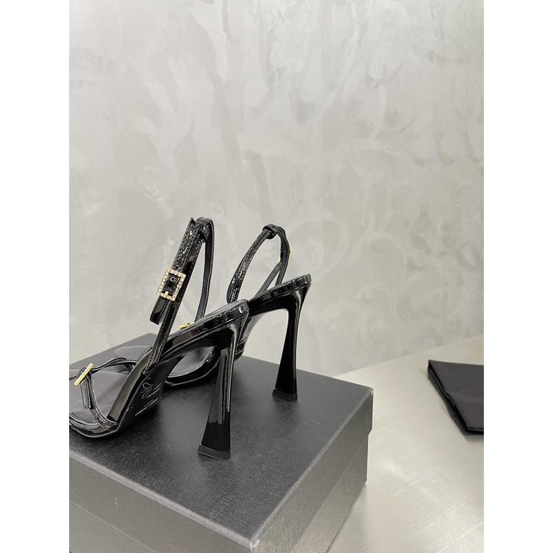 Saint Laurent Cassie Sandals In Crepe Satin Black