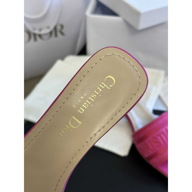 D*or dway heeled slide rani pink embroidered satin and cotton