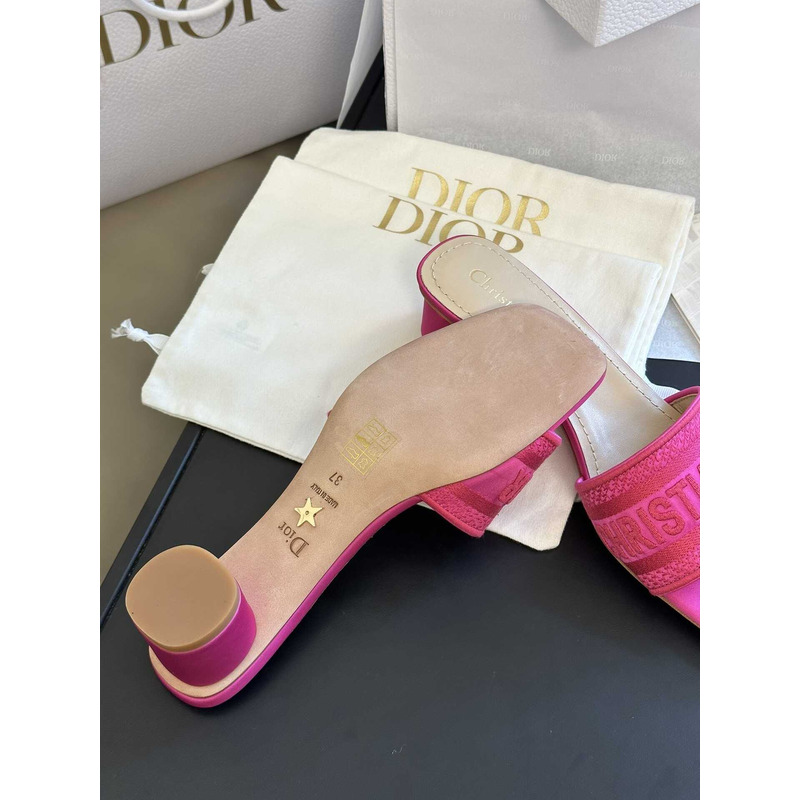 D*or dway heeled slide rani pink embroidered satin and cotton