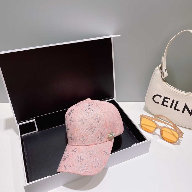 l**is V*t*n monogram jacquard denim baseball cap pink