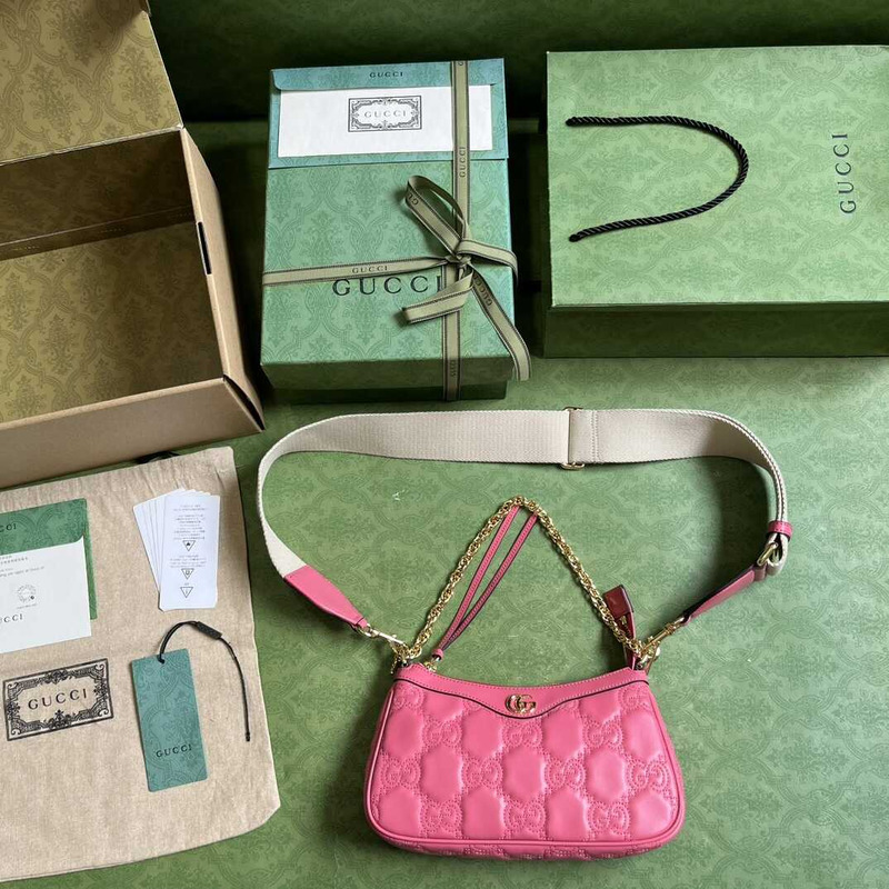 G*u*i gg matelasse leather bag hot pink