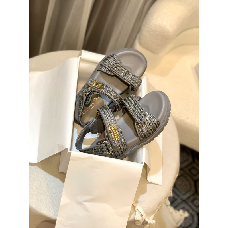 D*or straw sandals gray