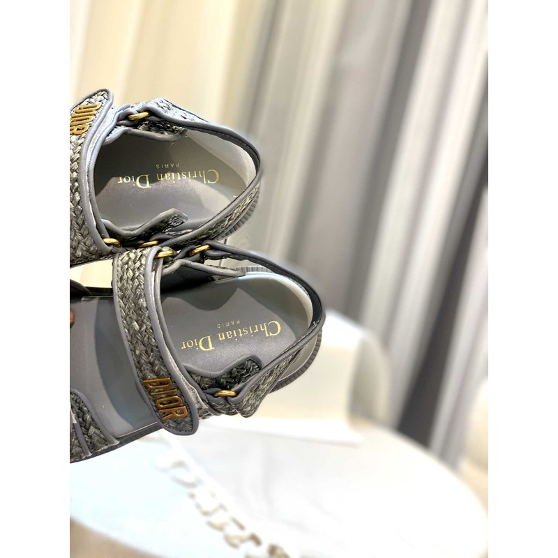 D*or straw sandals gray
