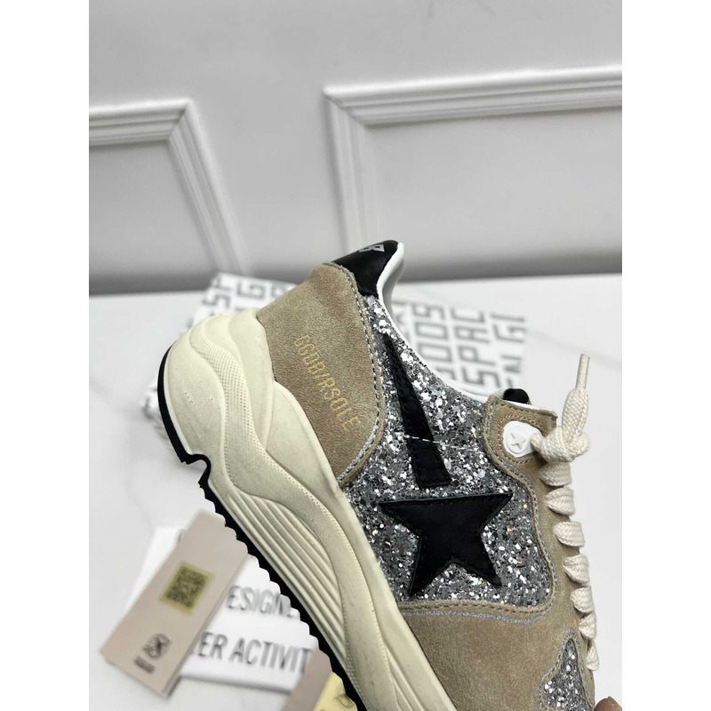 GGDB Running Sole Glitter Suede And Leather Trainers Green