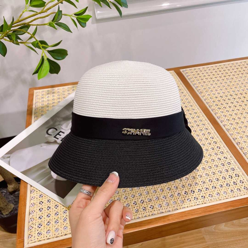 Ch*el summer straw hat white black