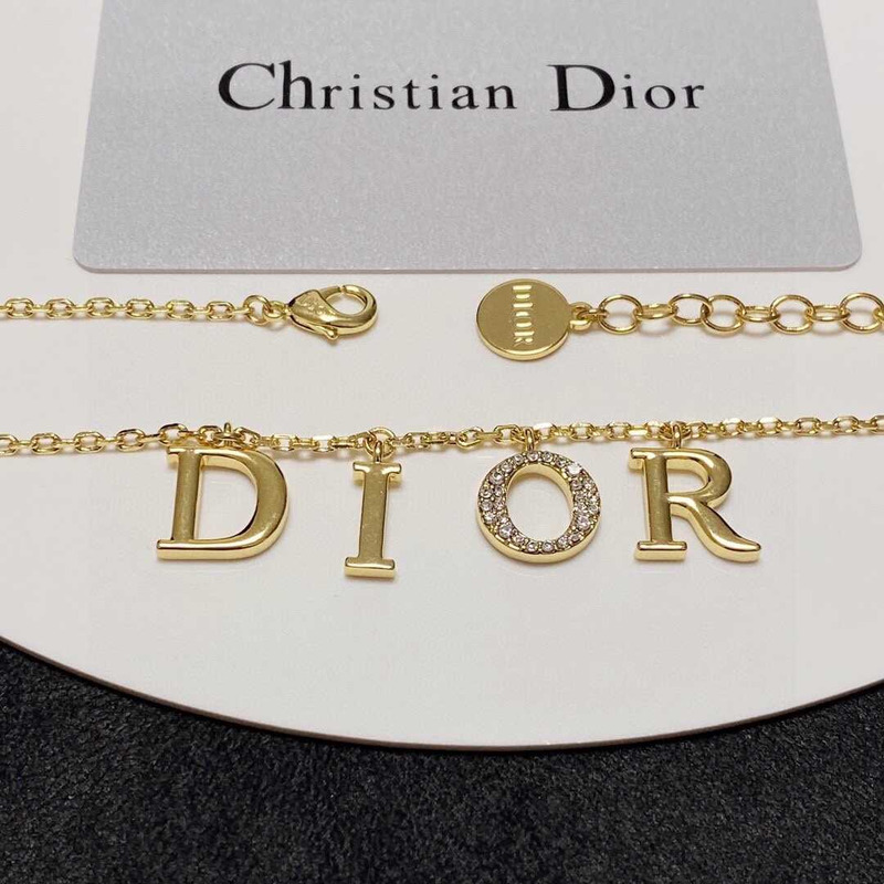 D*or evolution necklace gold-finish metal and white crystals