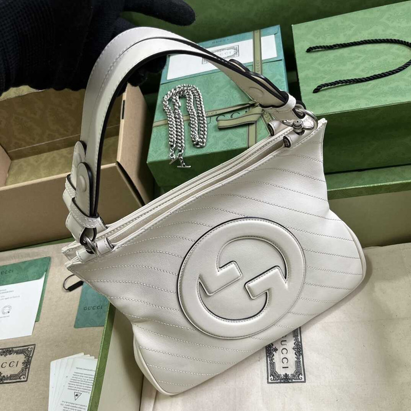 G*u*i blondie small leather tote white
