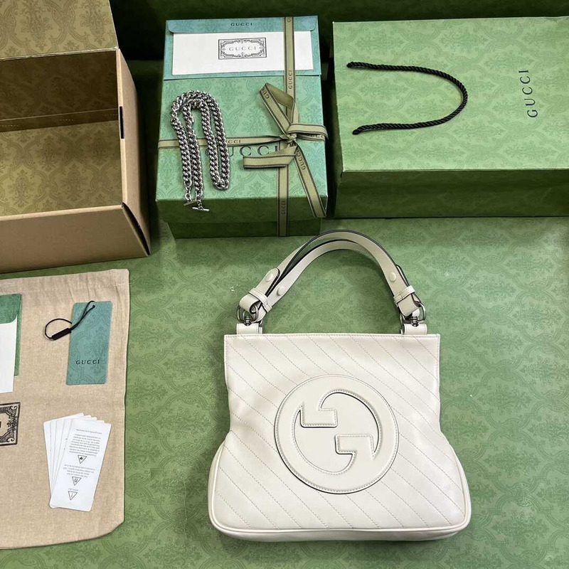 G*u*i blondie small leather tote white
