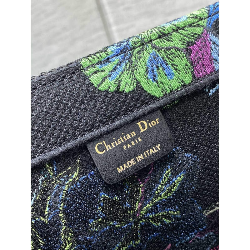 D*or large book tote bag multicolor D*or indian purple embroidery