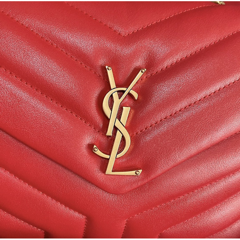 Saint Laurent Loulou Quilted Small Shoulder Bag Red