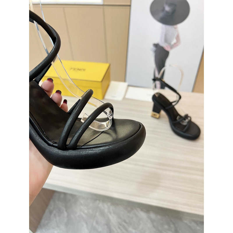 F**di black nappa leather sandals