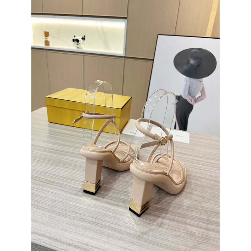 F**di beige nappa leather sandals