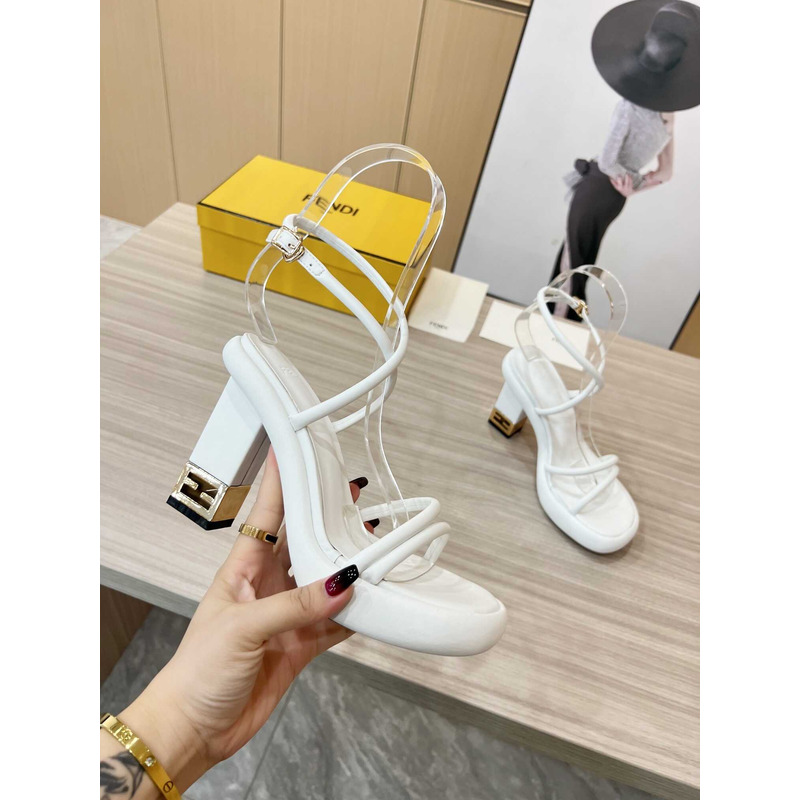 F**di white nappa leather sandals