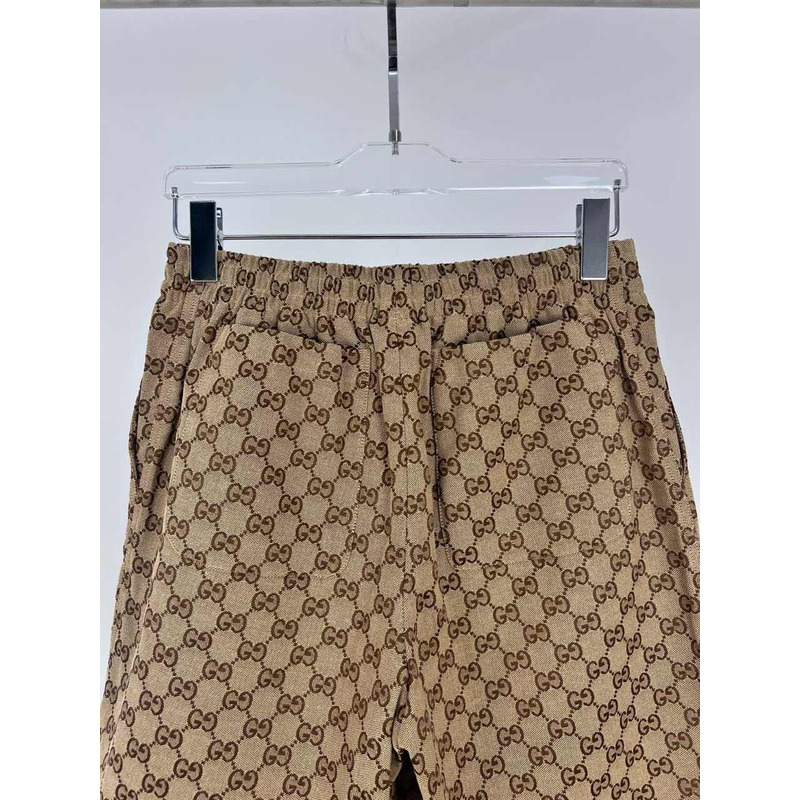 G*u*i wide-leg monogrammed linen-blend shorts