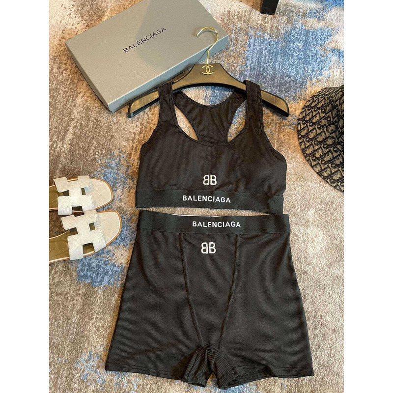 Ba*len*cia*ga knitted fabric sports bra black