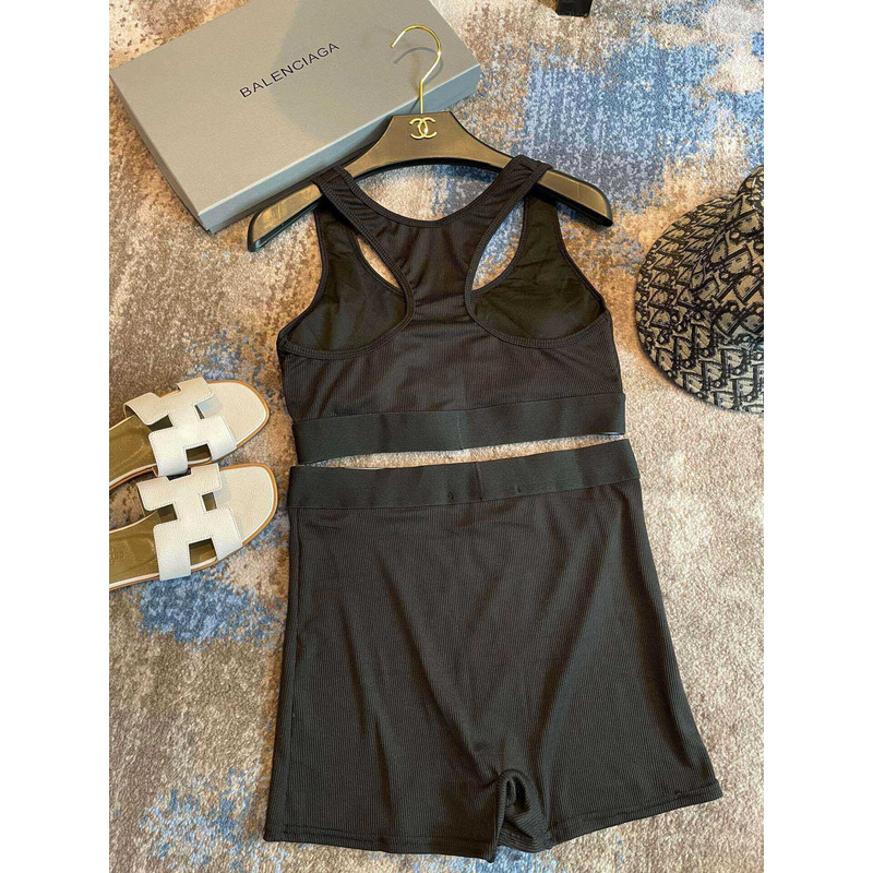 Ba*len*cia*ga knitted fabric sports bra black