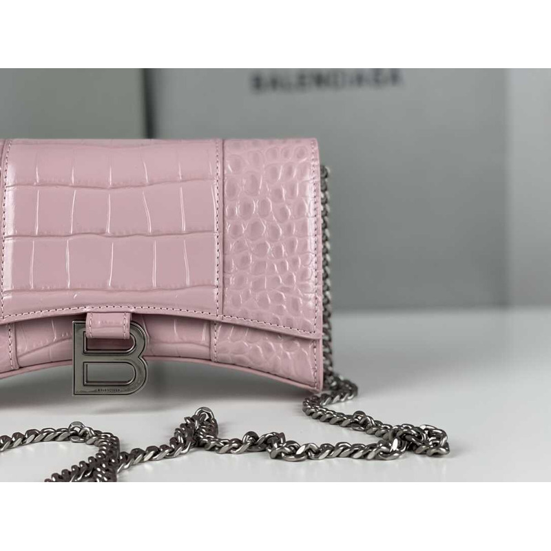 Ba*len*cia*ga hourglass mini leather bag pink