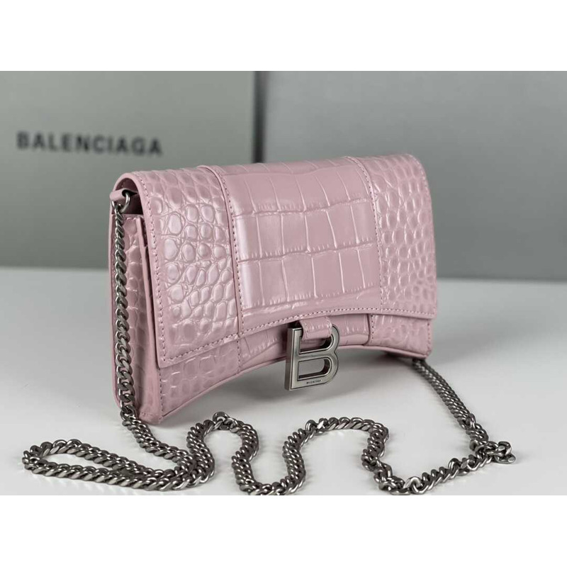 Ba*len*cia*ga hourglass mini leather bag pink