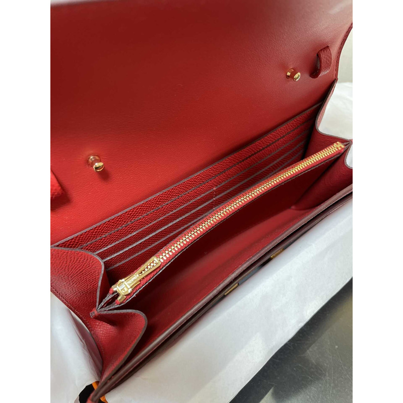 H**mes constance wallet to go gold hardware red