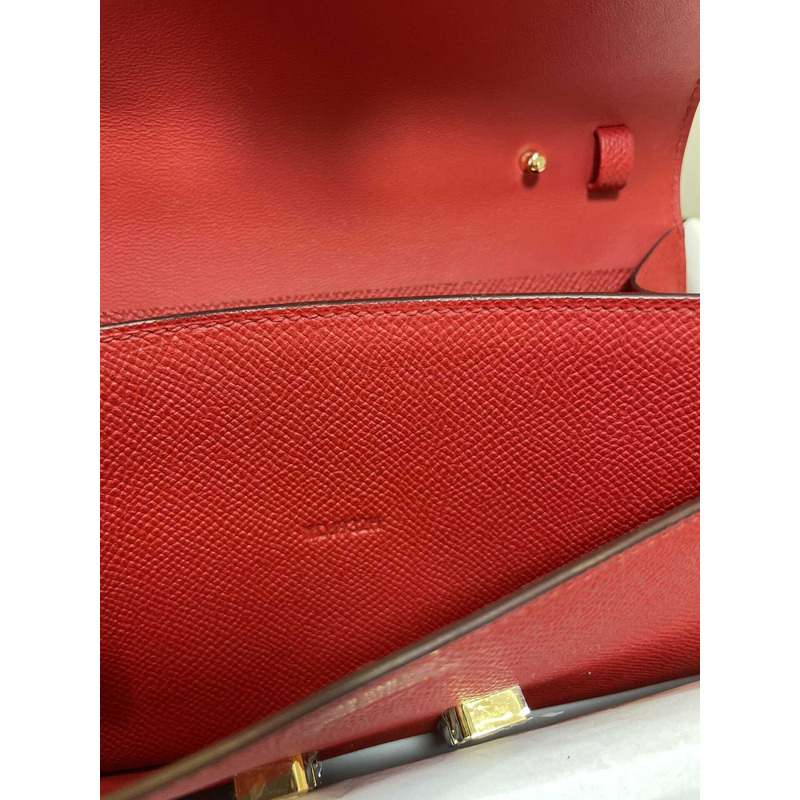 H**mes constance wallet to go gold hardware red
