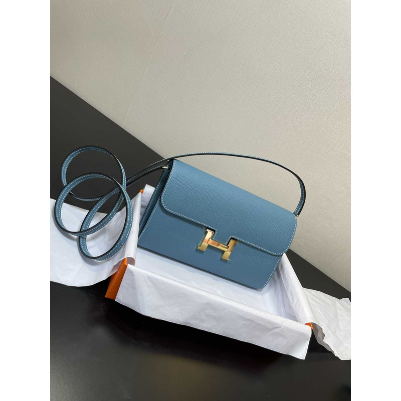 H**mes constance wallet to go gold hardware blue