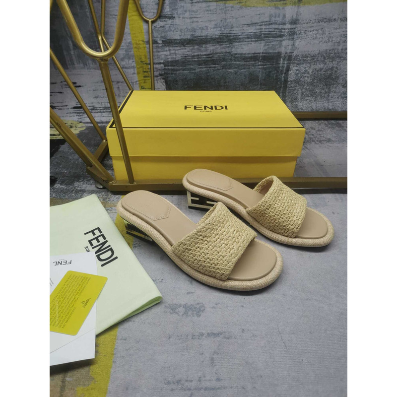 F**di baguette canary raffia sandals